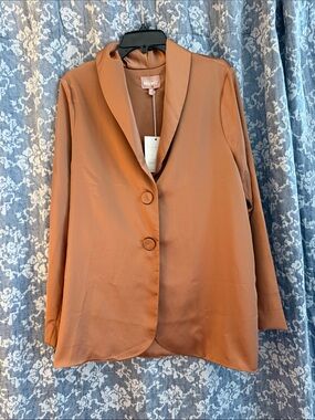 Show Me Your MuMu Rust Brown Shawl-Collar Two-Button Blazer